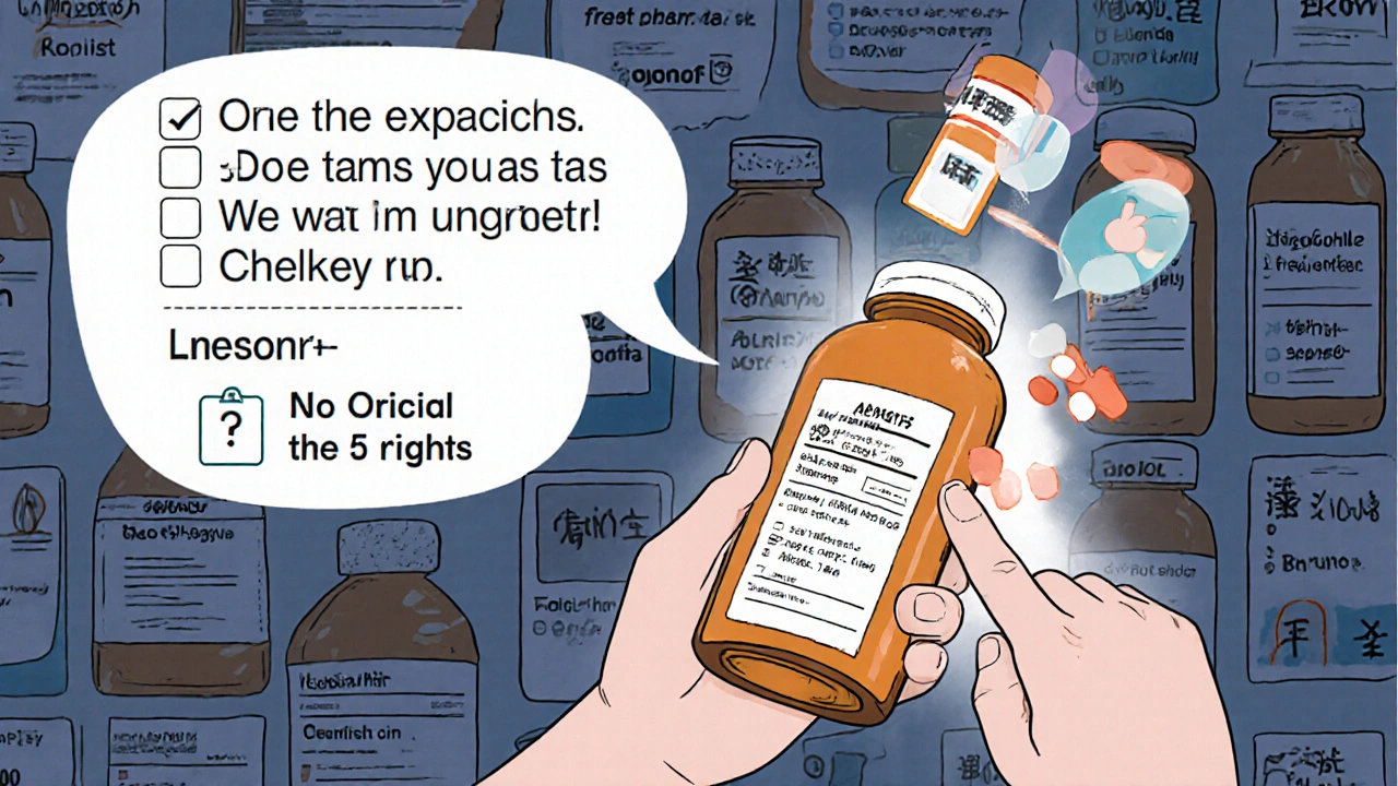 Person scans prescription bottle to reveal animated digital instructions floating in the air.