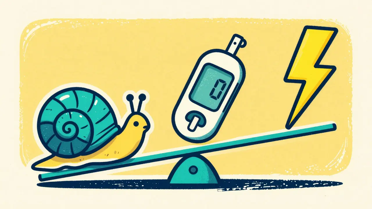 Conceptual screenprint of a seesaw balancing hypothyroidism and hyperthyroidism symbols.