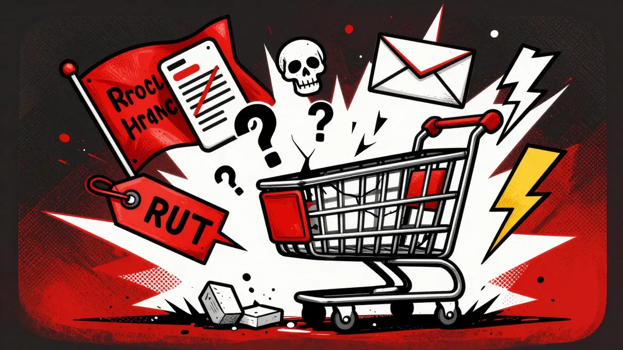 Warning illustration highlighting risks of fake online pharmacies and scams
