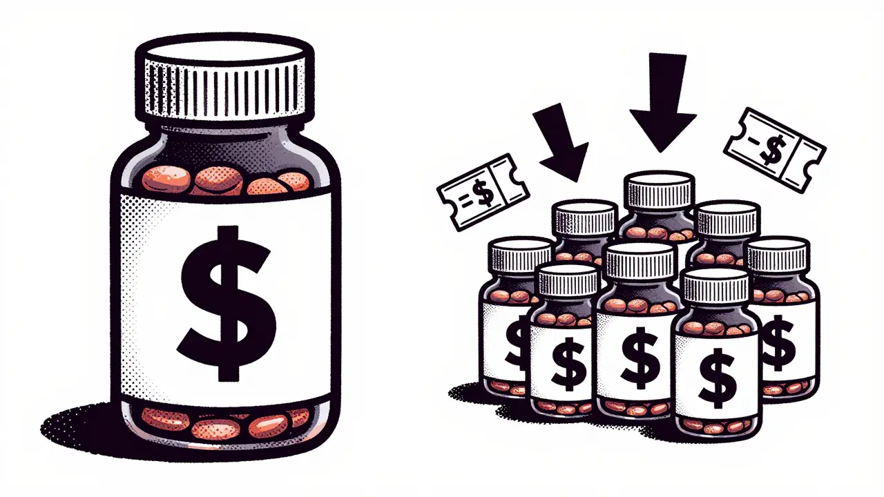 Comparison of expensive brand drug vs affordable generic pills
