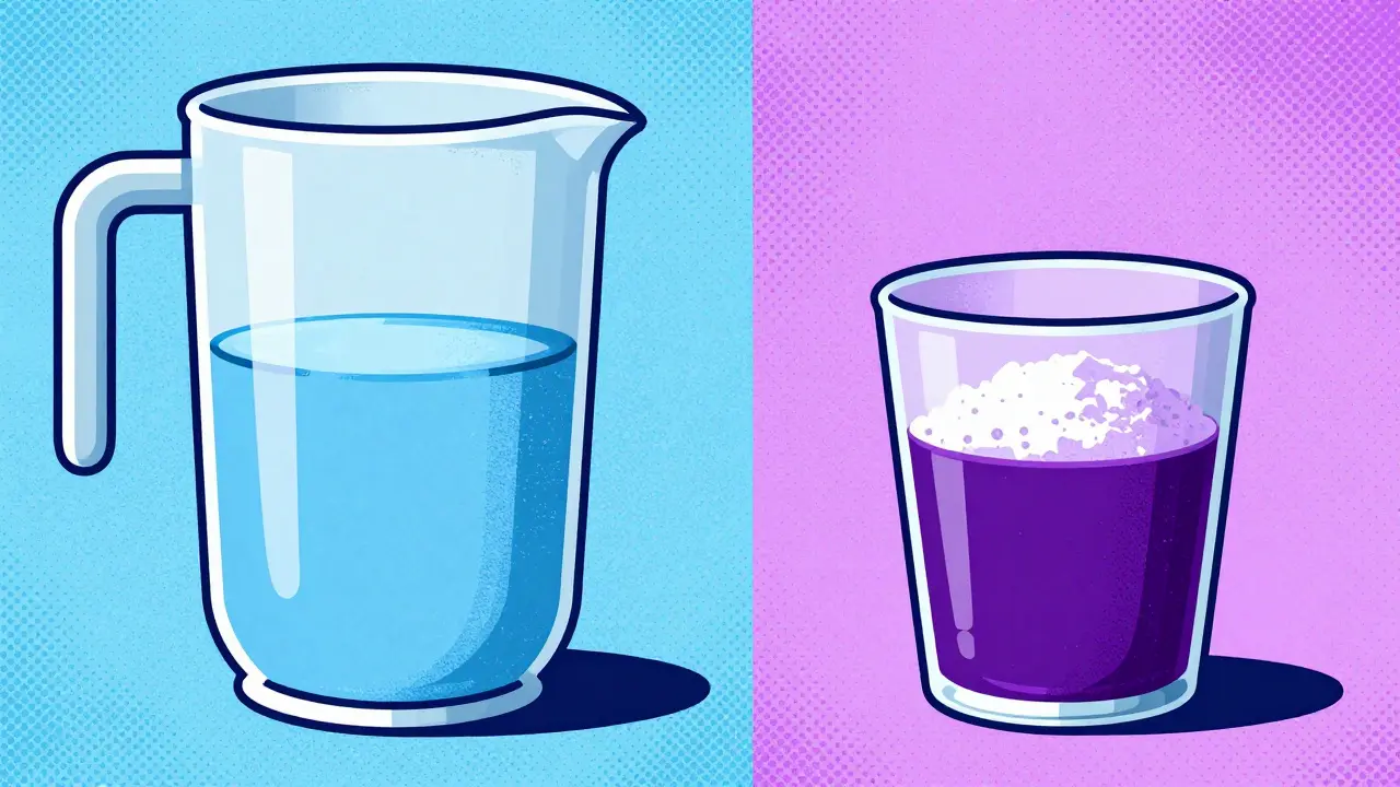 Graphic showing concentrated drugs in less water