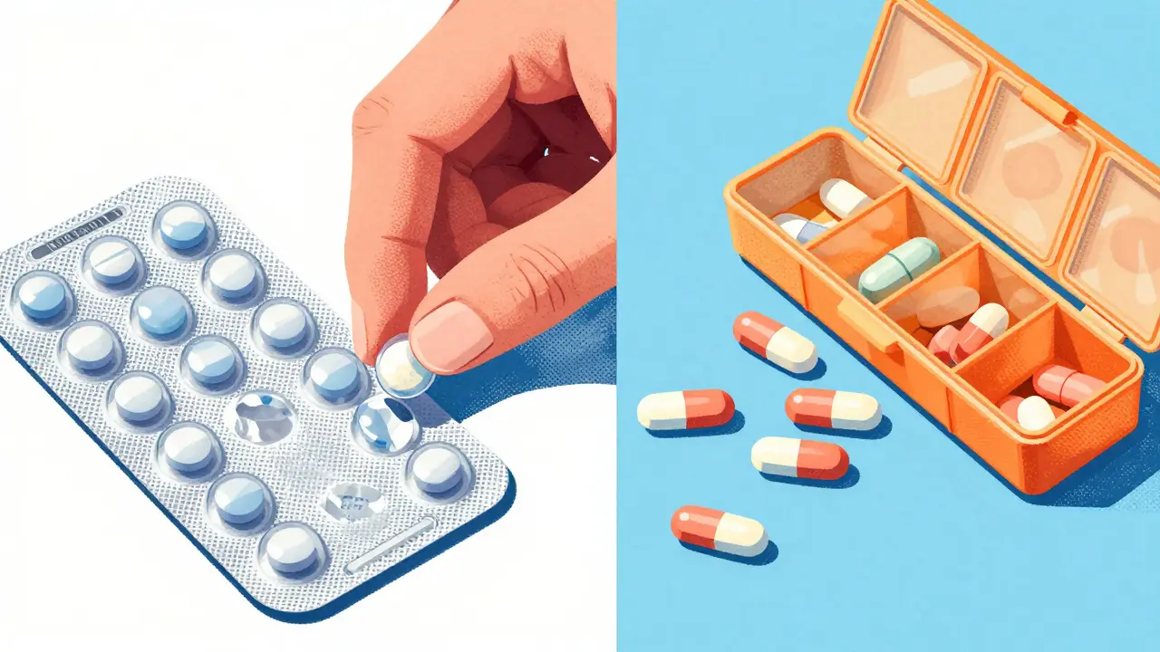 Comparison of a neat blister pack versus a manual pill organizer