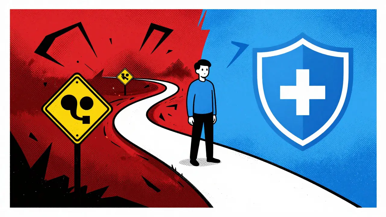 Illustration contrasting unsafe sites with verified telehealth services