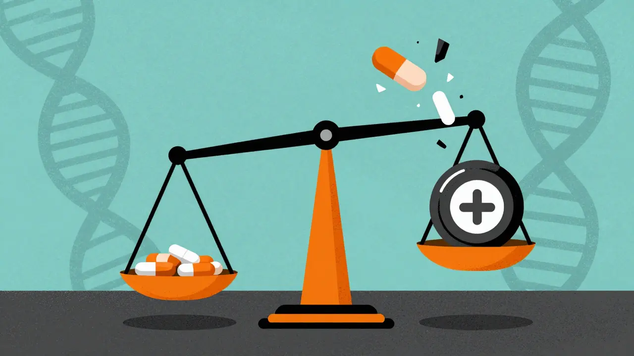 Visual metaphor of dose imbalance between tacrolimus and antifungals